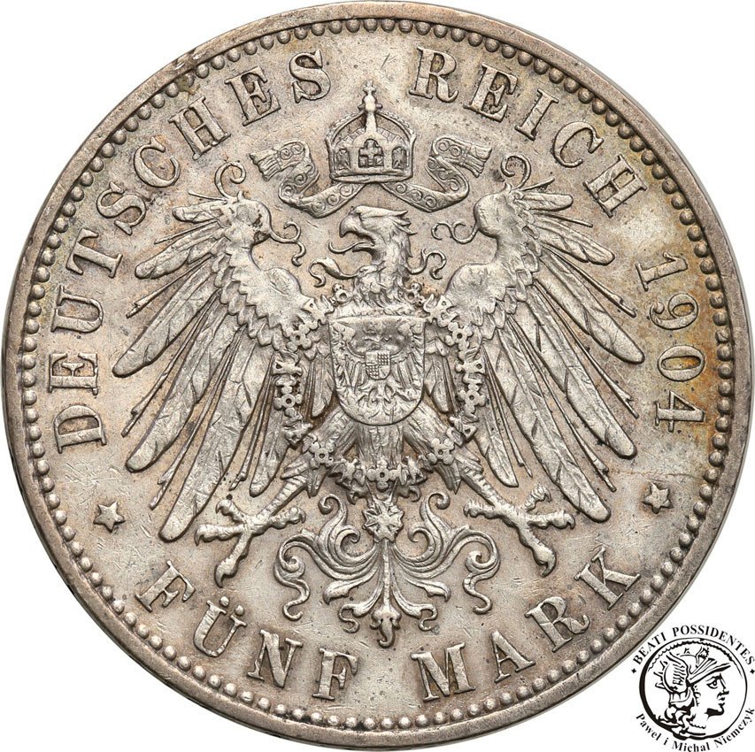 Niemcy, Saksonia. 5 marek 1904 E